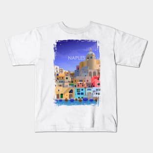 Naples Italy Italian Vintage Minimal Retro Travel Poster Kids T-Shirt